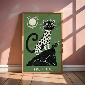 The Fool Tarot Cat Art Print – Ideal Decor for the Spiritual Cat Lover, Digital Download, Animal Tarot Poster Wall Decor, Spiritual Gift