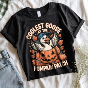 Funny Goose Halloween Pumpkin Patch PNG, Cute Autumn Toddler Shirt Sublimation Design, Fall Kids Outfit, Silly Goose Matching Clipart