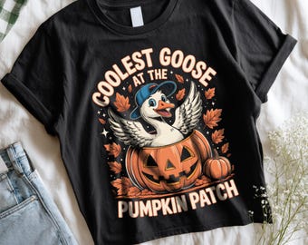 Funny Goose Pumpkin Patch PNG: Halloween-peutershirtontwerp (digitale download)