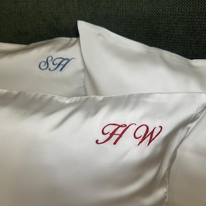 Embroidered Initial Silk Pillowcase image 1