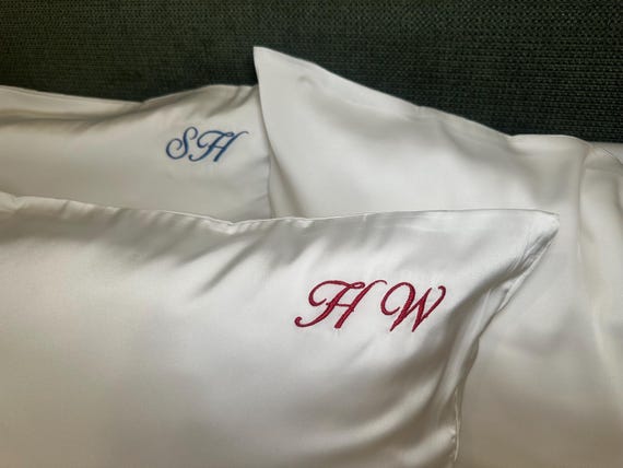 Embroidered Initial Silk Pillowcase