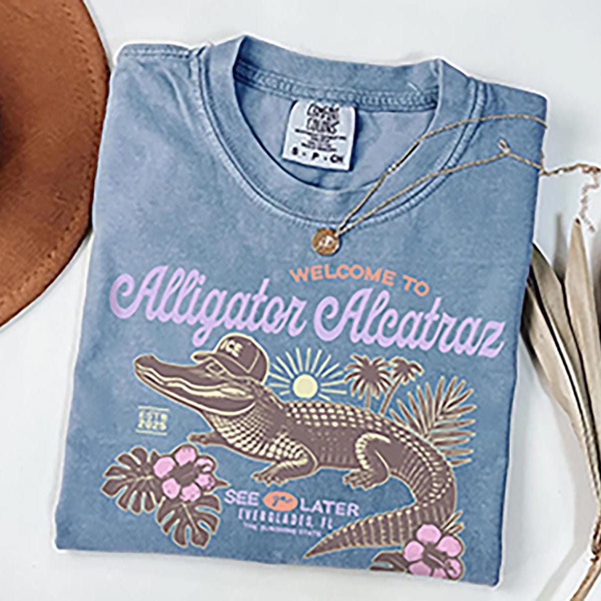 Comfort Colors Alligator Alcatraz Shirt | Everglades Florida Parody TShirt | Funny Alligator TShirt | ICE Humor Graphic Tee Gift