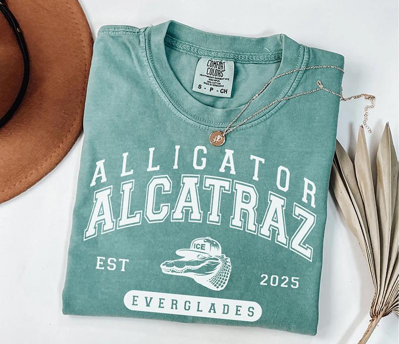 Comfort Colors Alligator Alcatraz Shirt, Varsity Alligator Alcatraz T-shirt, Vintage Gator Tee, Florida Everglades, Political Parody Gift