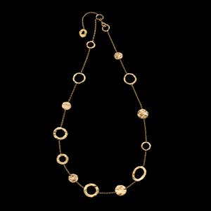 18k Solid Gold Hammered Coins & Hoops Necklace, Delicate Fine Jewelry, Handmade. image 2