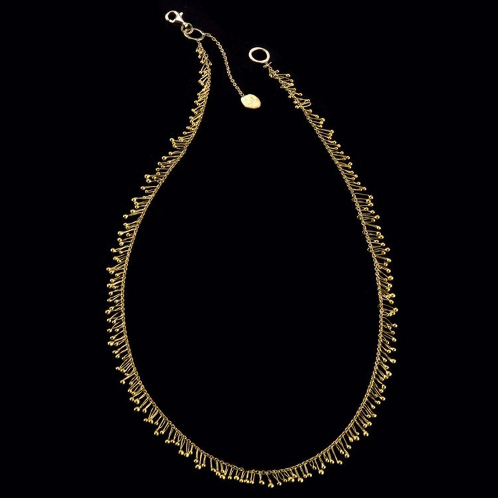 Dancing 22k Solid Gold Drops on 18k Chain Necklace, Delicate & Uniqe ...