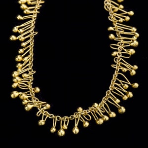 Dancing 22k Solid Gold Drops On 18k Chain Necklace, Delicate & Uniqe, Exclusive Design, Fine Jewelry, Handmade. image 3