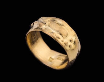 22K Solid Gold Pinky Ring, 22K Solid Gold Natural Shaped Ring, Breite Solid Gold Band, Unisex Pinky Ring, Feiner Schmuck, Größenverstellbar.