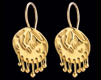 22k Solid Gold Vintage Style Earrings, Beautiful 22k Solid Gold Mobile Earrings, Fine Jewelry.