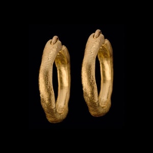 Natural Rough Looking 22k Solid Gold Click-in Hoop Earrings, Unisex 22k gold hoops.