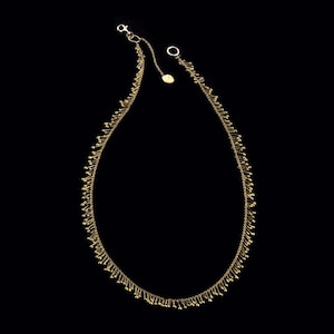 Dancing 22k Solid Gold Drops On 18k Chain Necklace, Delicate & Uniqe, Exclusive Design, Fine Jewelry, Handmade. image 5