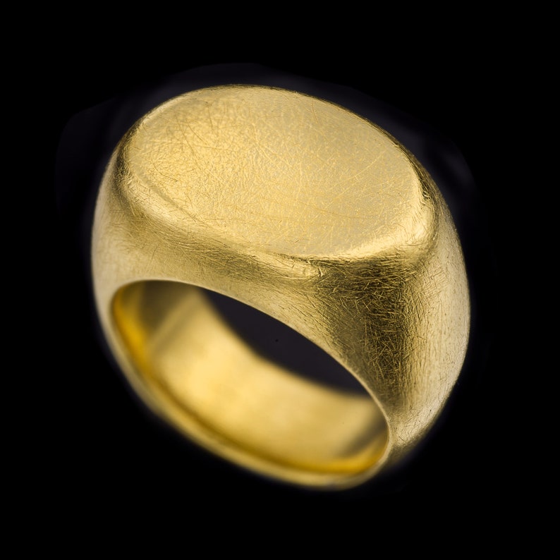 18k Solid Gold Pinky Ring, Oval Statement Ring, 18k Solid Gold