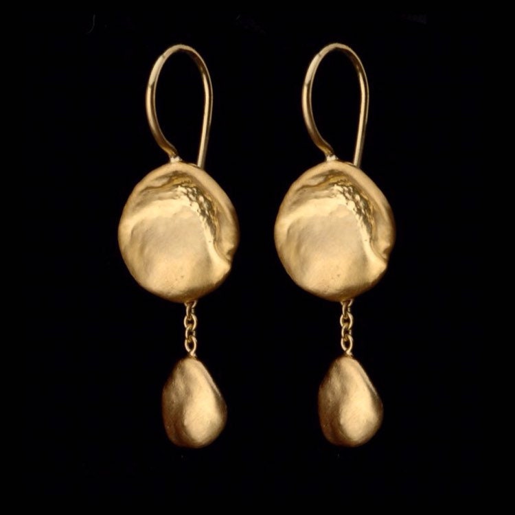 Natural Shaped K Solid Gold Drop Earrings Fine Jewelry Etsy