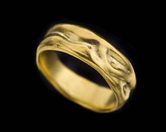 18k Solid Gold Wedding Ring, 18k Solid Gold Curved Wedding Band, Handmade, Exclusive Design, Resizable, Fine Jewelry,