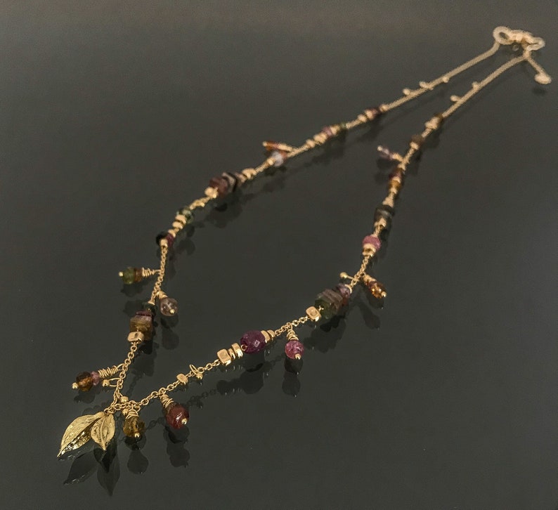 multi color tourmaline dancing with 18k solid gold seed pods c multi color tourmaline dancing with 18k solid gold seed pods c