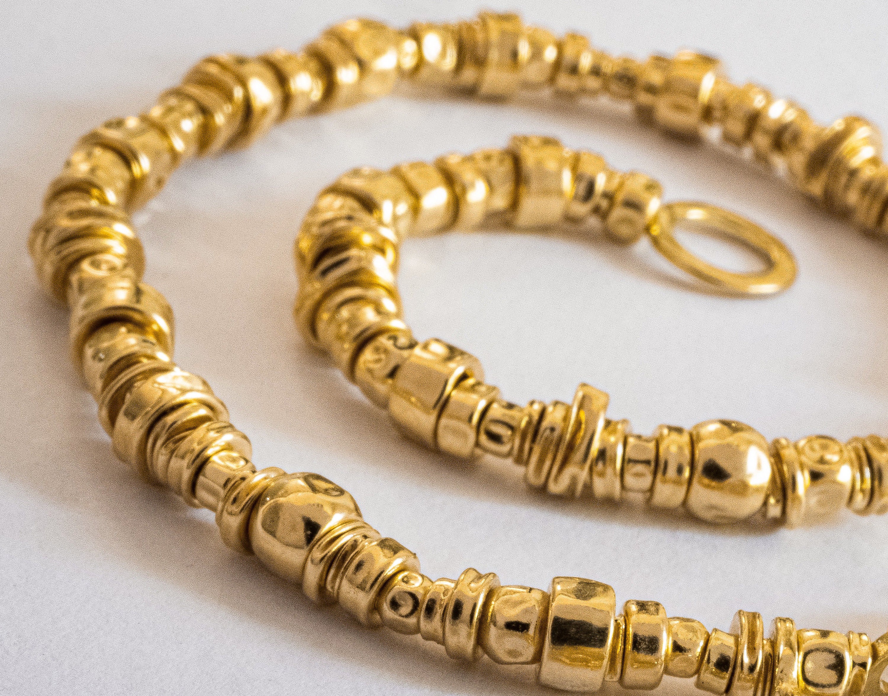 The Ultimate Basic Gold Necklace,4mm Handmade 18k Solid Gold Beads on ...