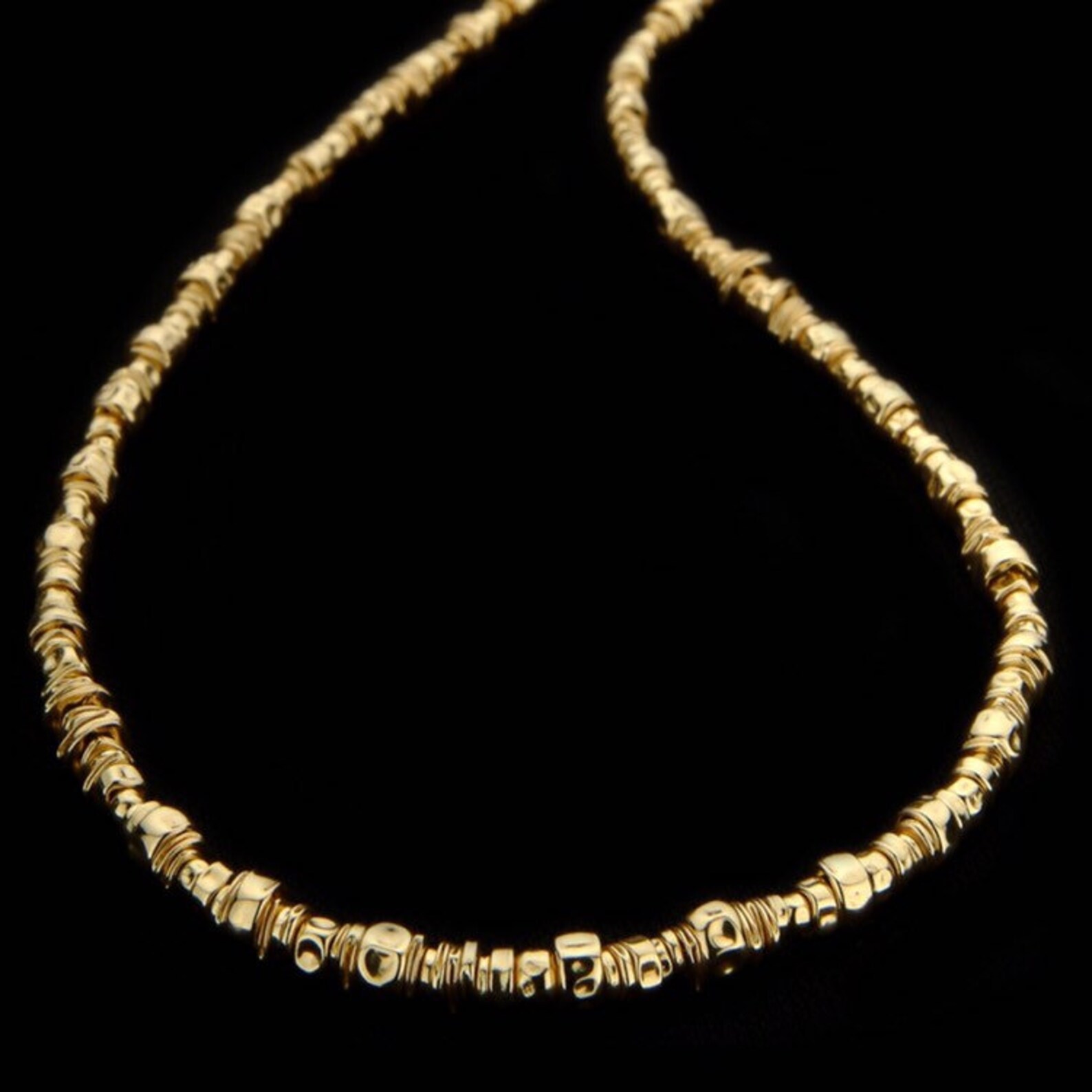The Ultimate Basic Gold Necklace,4mm Handmade 18k Solid Gold Beads on