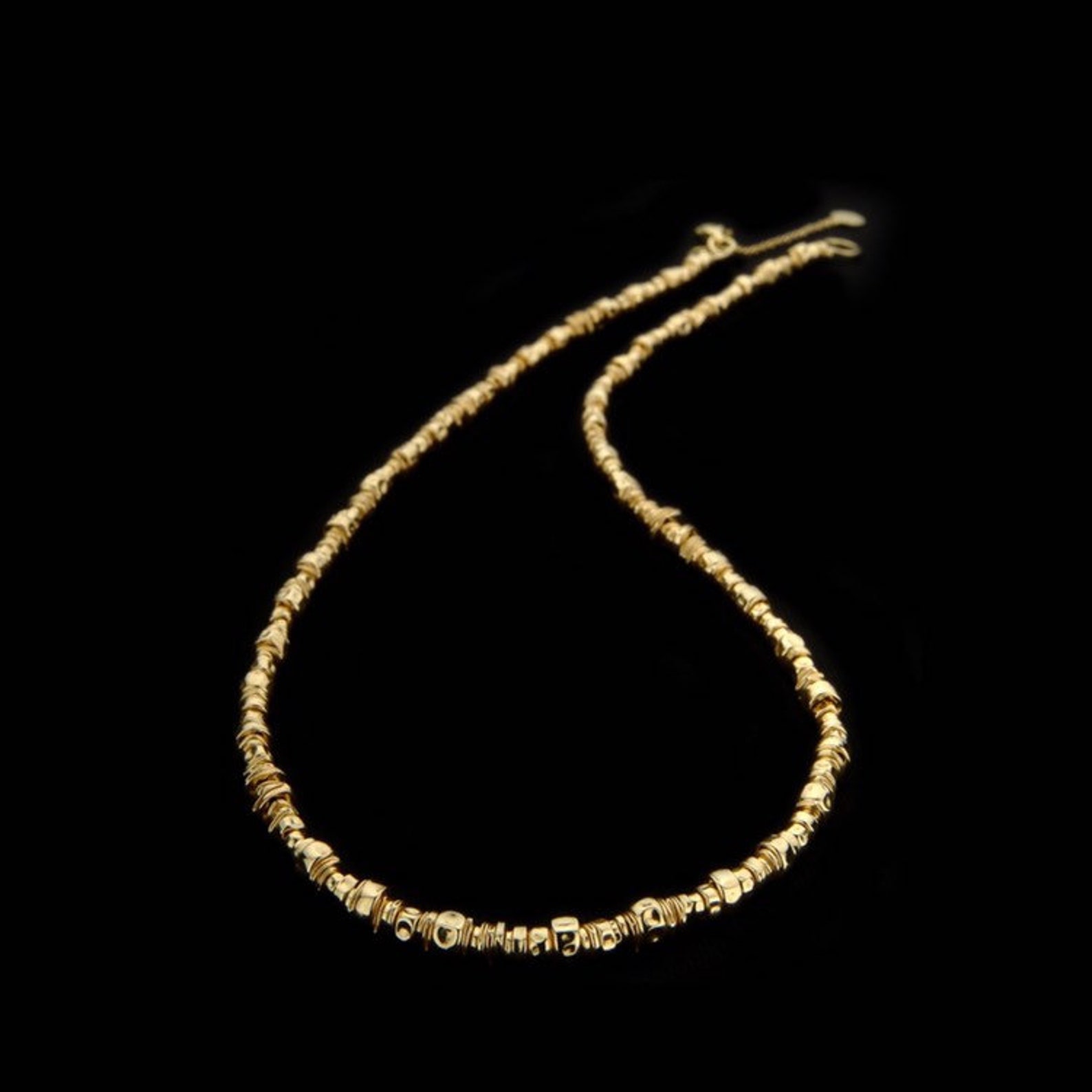 The Ultimate Basic Gold Necklace,4mm Handmade 18k Solid Gold Beads on
