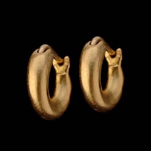 Classic Small 22k Solid Gold Click-in Hoop Earrings, Fine Jewelry, Unisex Earrings, Men Earrings. image 1