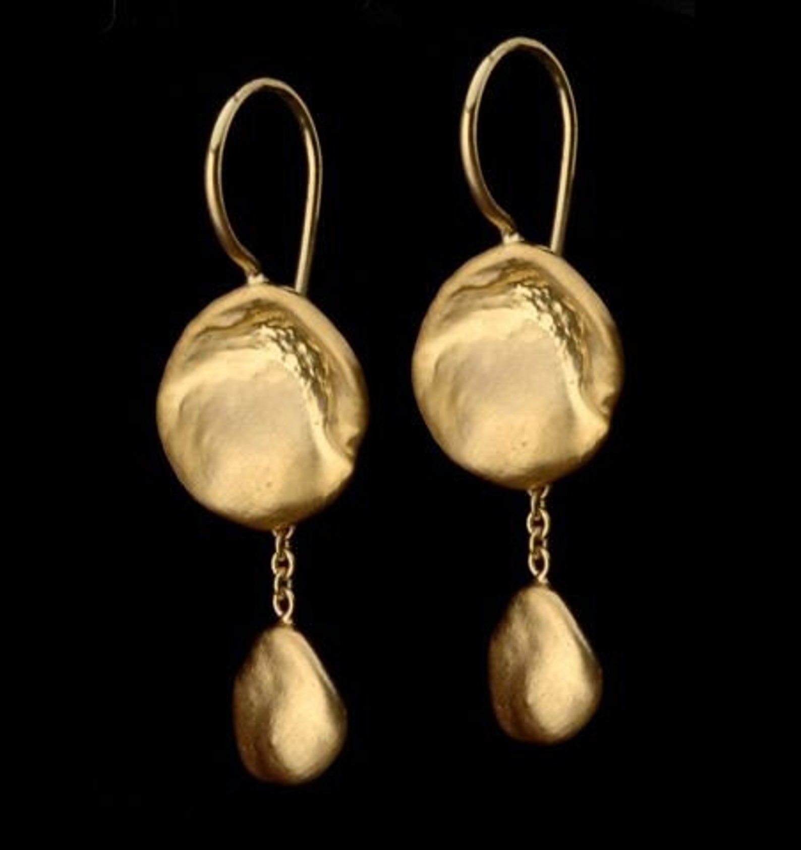 Natural Shaped 22k Solid Gold Drop Earrings, Fine Jewelry. - Etsy