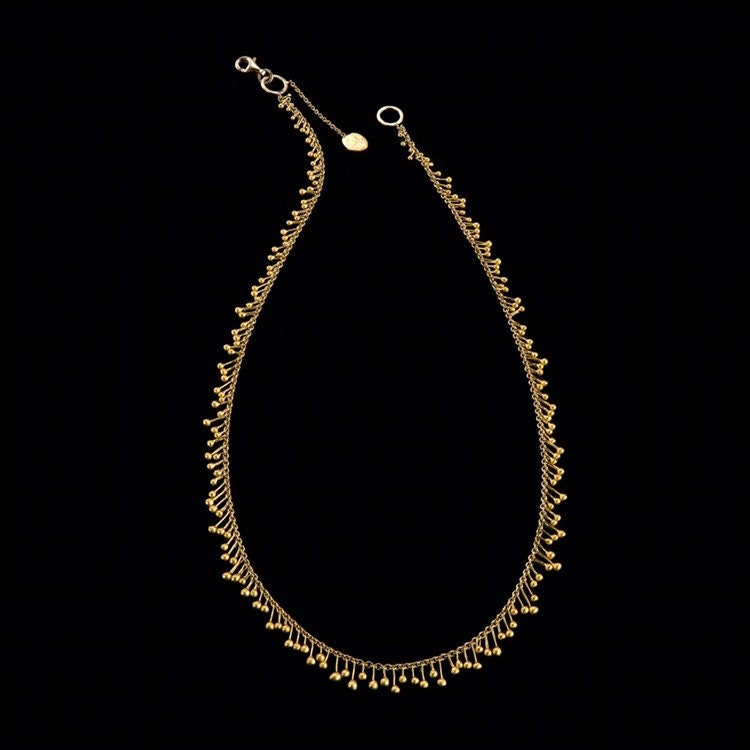 Dancing 22k Solid Gold Drops on 18k Chain Necklace Delicate & - Etsy