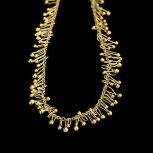 Dancing 22k Solid Gold Drops On 18k Chain Necklace, Delicate & Uniqe, Exclusive Design, Fine Jewelry, Handmade. image 1