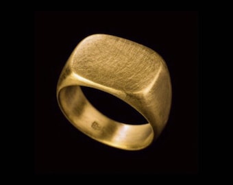 18k Massiver Gold Siegelring, 18k Gold quadratischer Statement Ring, Feiner Schmuck, Unisex Siegelring, Größen anpassbar.