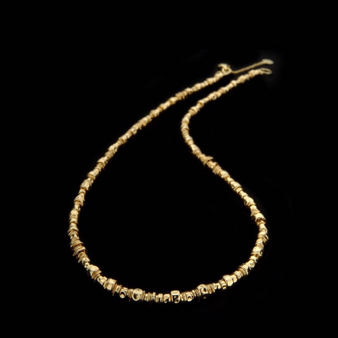 The Ultimate Basic Gold Necklace,3mm Handmade 18k Solid Gold Beads on