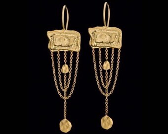 22k Solid Gold Vintage Style Earrings, Beautiful 22k Solid Gold Mobile Earrings,  Antique Style Jewelry, Fine Jewelry.