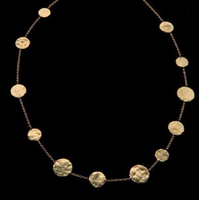 18k Solid Gold Hammered Coin Necklace Different sized 18k Etsy