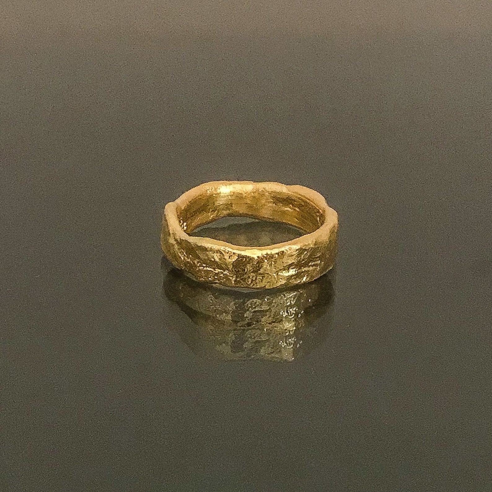 Smashing Rough Looking 22k Solid Gold Wide Wedding Ring | Etsy