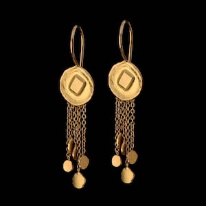 Delicate and Flowing 22k Solid Gold Dangle Earrings, fine jewelry