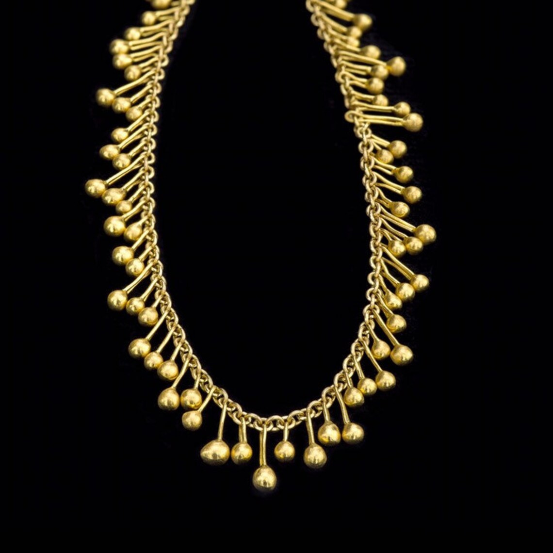 Dancing 22k Solid Gold Drops on 18k Chain Necklace, Delicate & Uniqe ...