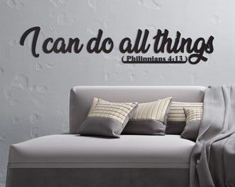 I Can Do All Things Metal Wall Art, Philippians 4:13, Bible Verse Sign, Christian Home Decor, Scripture Art, Inspirational Religious Gift