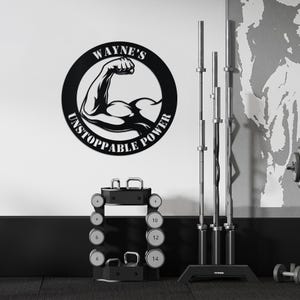 Personalized Gym Metal Wall Art, Custom Name Fitness Sign, Unstoppable Power Home Gym Decor, Workout Motivation, Bodybuilding Gift for Him