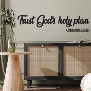 Trust God&#39;s Holy Plan Metal Wall Art, Proverbs 3:5-6 Sign, Bible Verse Decor, Christian Kitchen Art, Scripture Wall Hanging, Religious Gift