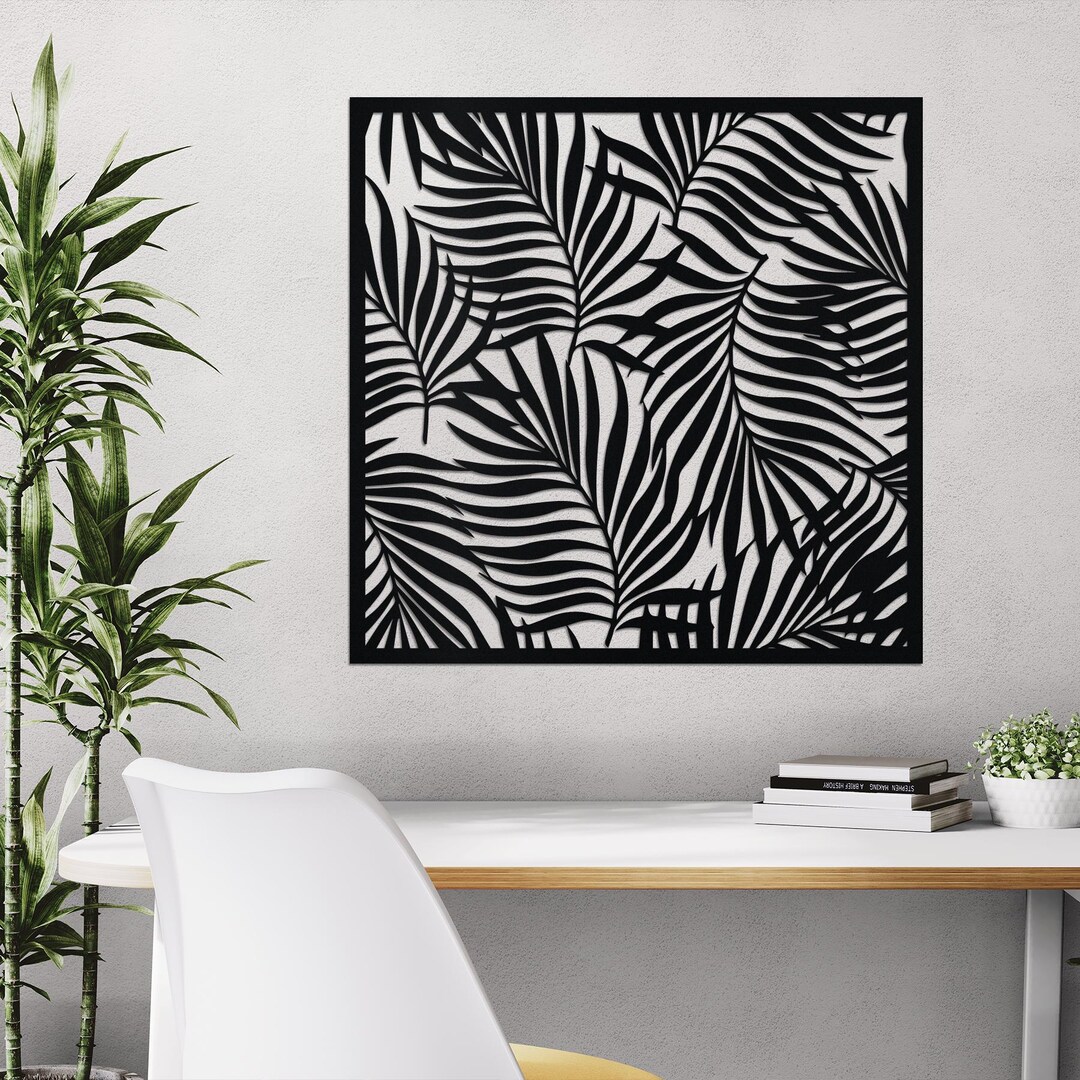 Palm Leaf Metal Wall Art, Tropical Wall Decor, Modern Botanical Art ...