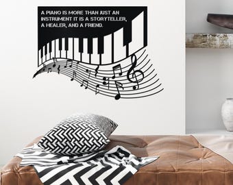 Decoración de pared metálica con forma de piano, cartel con cita musical, regalo para músicos.