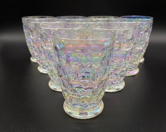 Vintage - Federal Glass Company - Colonial - Glasses - Carnival - Iridescent - 6 Ounce Flat Tumblers - SET OF 10 TEN