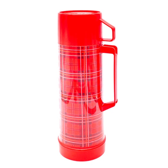 Insulated Aladdin Thermos,red Black,retro,plastic Coffee Thermos,pump,hot  Beverage Thermos,large Tall Thermos,soup Thermos,quart 