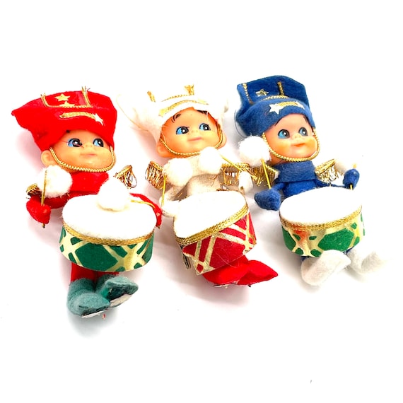 Vintage - Set of 3 - Napco - Japan - Hard Plastic / Felted - 1950s