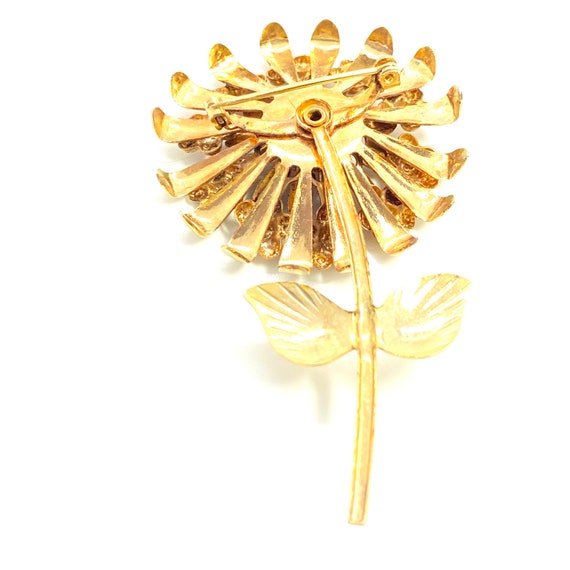 Vintage - Gold Tone - Flower with Long Stem and L… - image 4