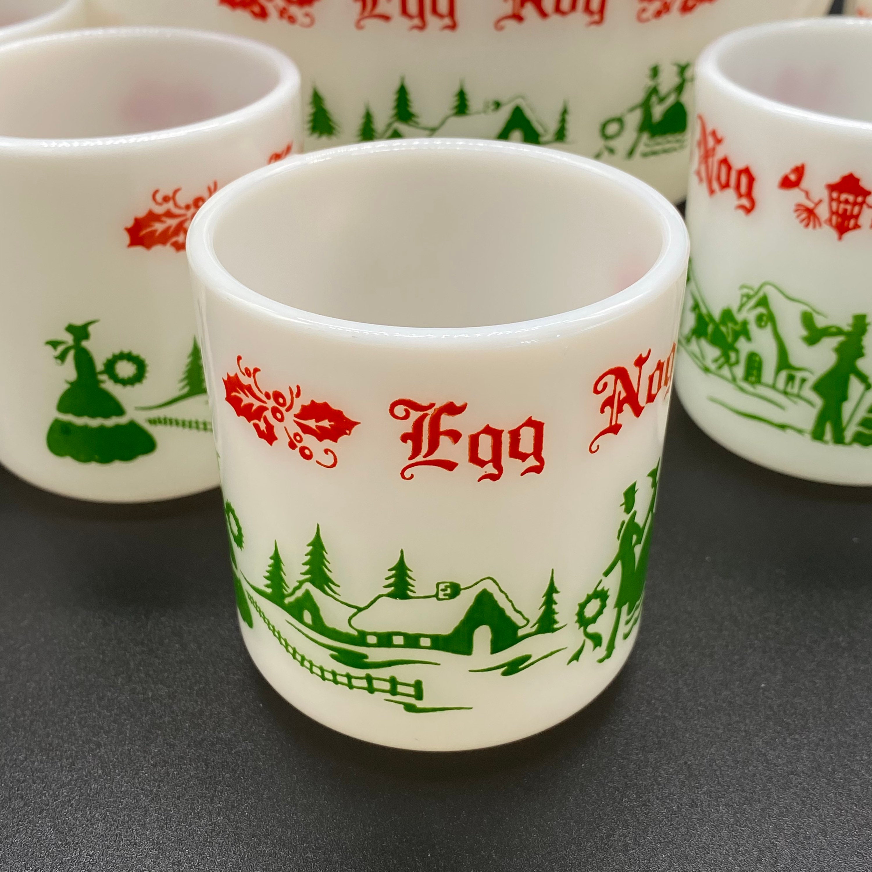 Vintage Hazel Atlas Egg Nog 8 Piece Set Bowl 7 Mugs Etsy