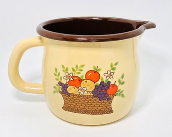 Vintage FTD 1986 Tan & Brown Emaille Werper met Fruit mand