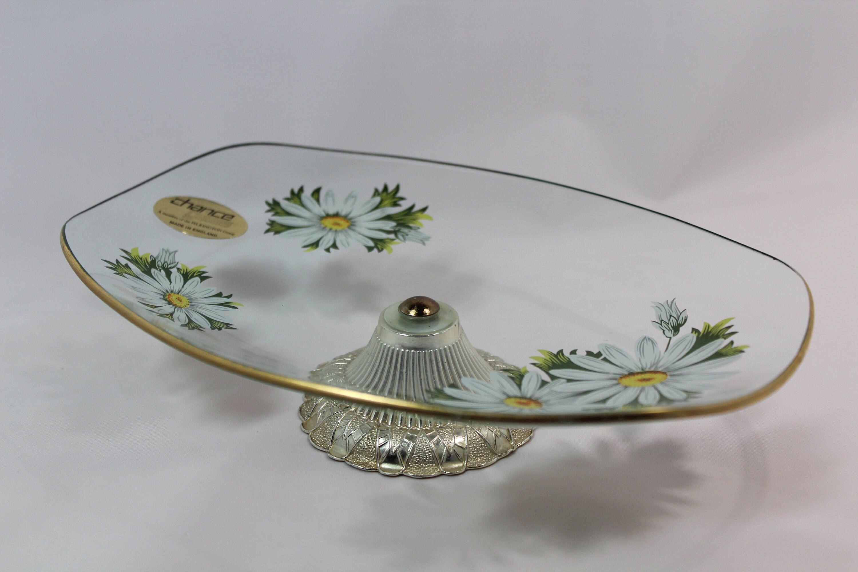 Ready to Ship - 1960's Chance Glass Hand Painted Daisy Dish - Made in ...