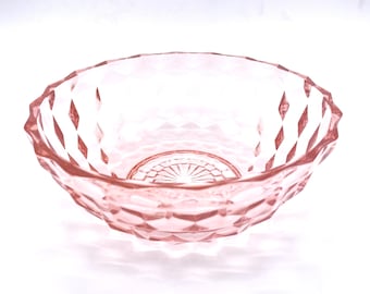 Vintage - Pink Depression Glass Salad Bowl - Cube / Cubist / Cubis / 6.5 Inch Bowl - Jeannette Glass Company - 1930's