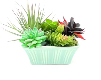 Vintage - USA Pottery - Mint Green - Rectangular  Succulent Planter