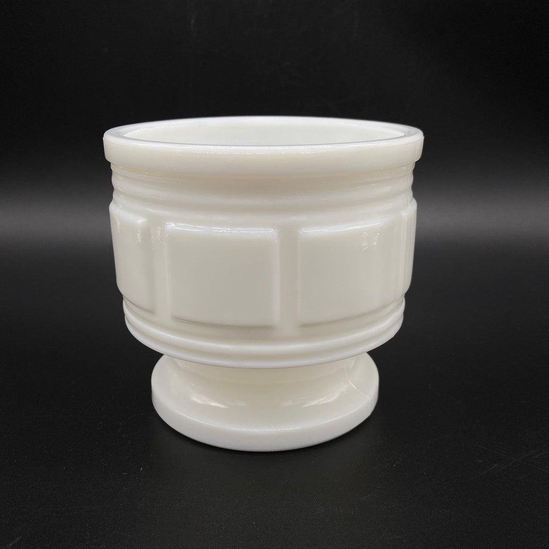 Vintage Randall White Milk Glass Flower Vase Indoor Planter Square