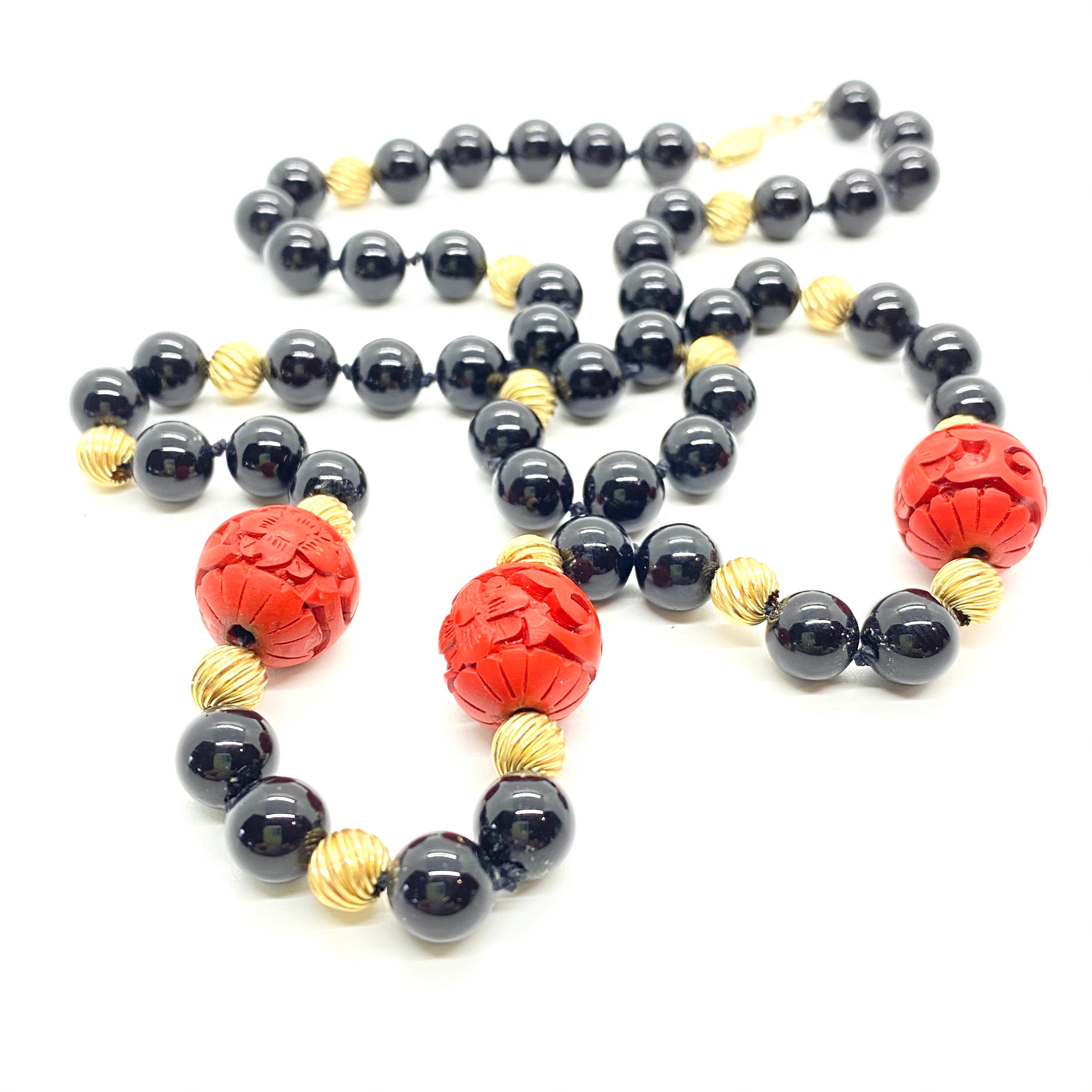 【VINTAGE HOLLYWOOD】Black Stone Beads Necklace_VH2478NE072M MUSINSA | VINTAGE HOLLYWOOD Black Stone Beads Necklace