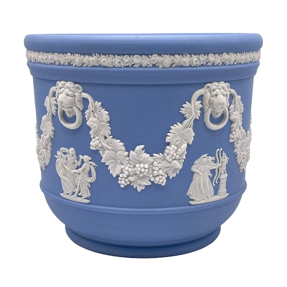 19th Century Wedgwood -england -blue Dipped Jasperware - Cache Pot