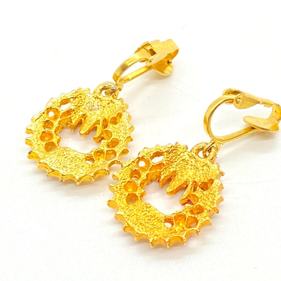 Vintage - Gold Tone - Christmas Clip On Earrings … - image 3